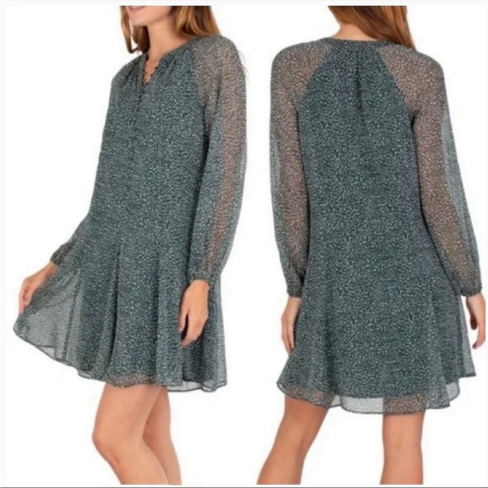 M24 Joie Green Arctic Animal Spot Limited Edition Balloon Sleeve Dress